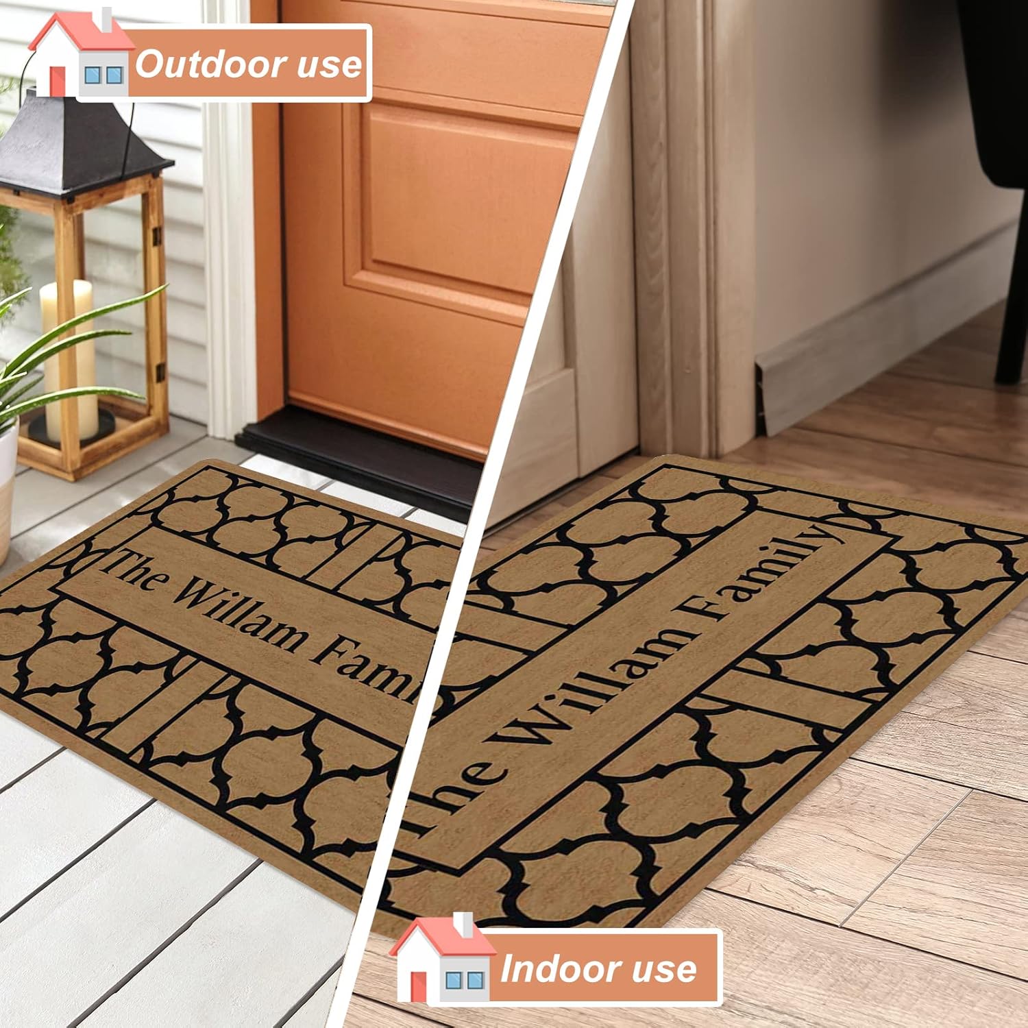 Custom Welcome Doormat With Family Name,Personalized Vintage Welcome Door Rug,Indoor Rugs For Entryway,Non Slip Low-Profile Floor Switch Mat For Entrance Yard Outdoor Bath Garage Porch Decor 30*18In