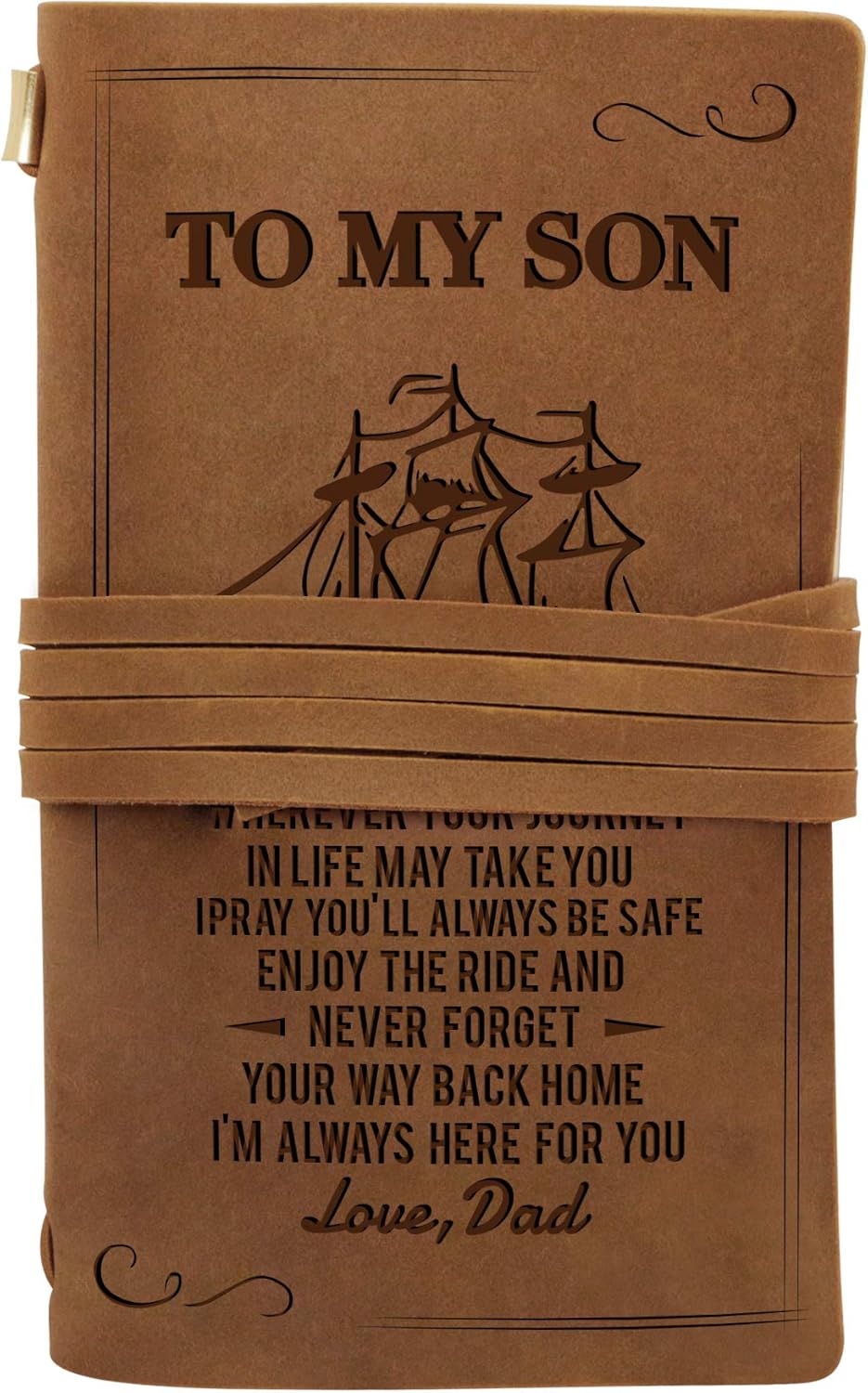Kenon To My Son From Dad Gifts - Engraved Leather Vintage Bound Journals Writing Notebook - Travel Diary Journal Sketch Book Graduation Birthday Christmas for Men