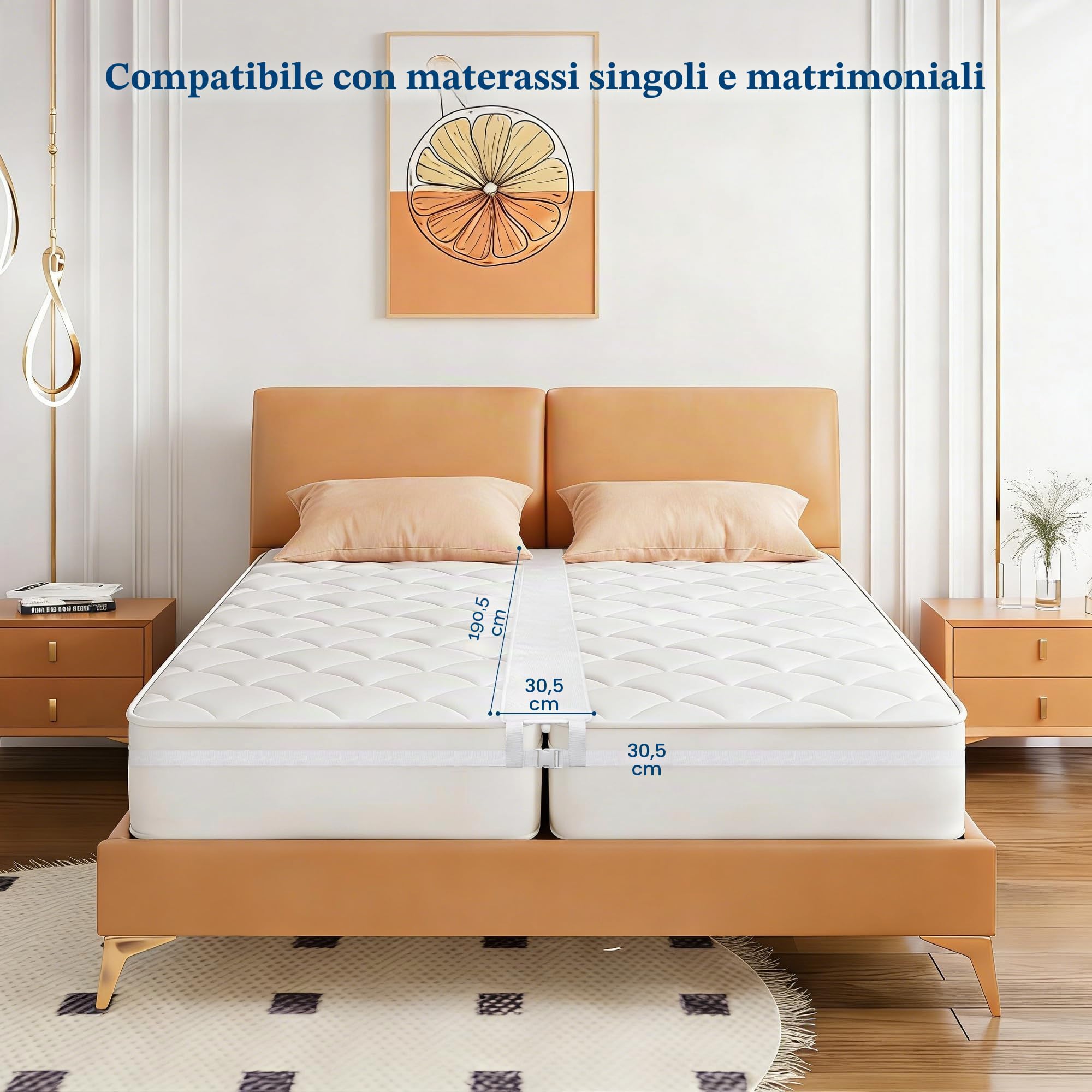 FeelAtHome Kit Unisci Materassi – Fascia e Cinghia per Unire Due Materassi Singoli in Matrimoniale, 30,5 cm Riempie Lo Spazio tra i Materassi