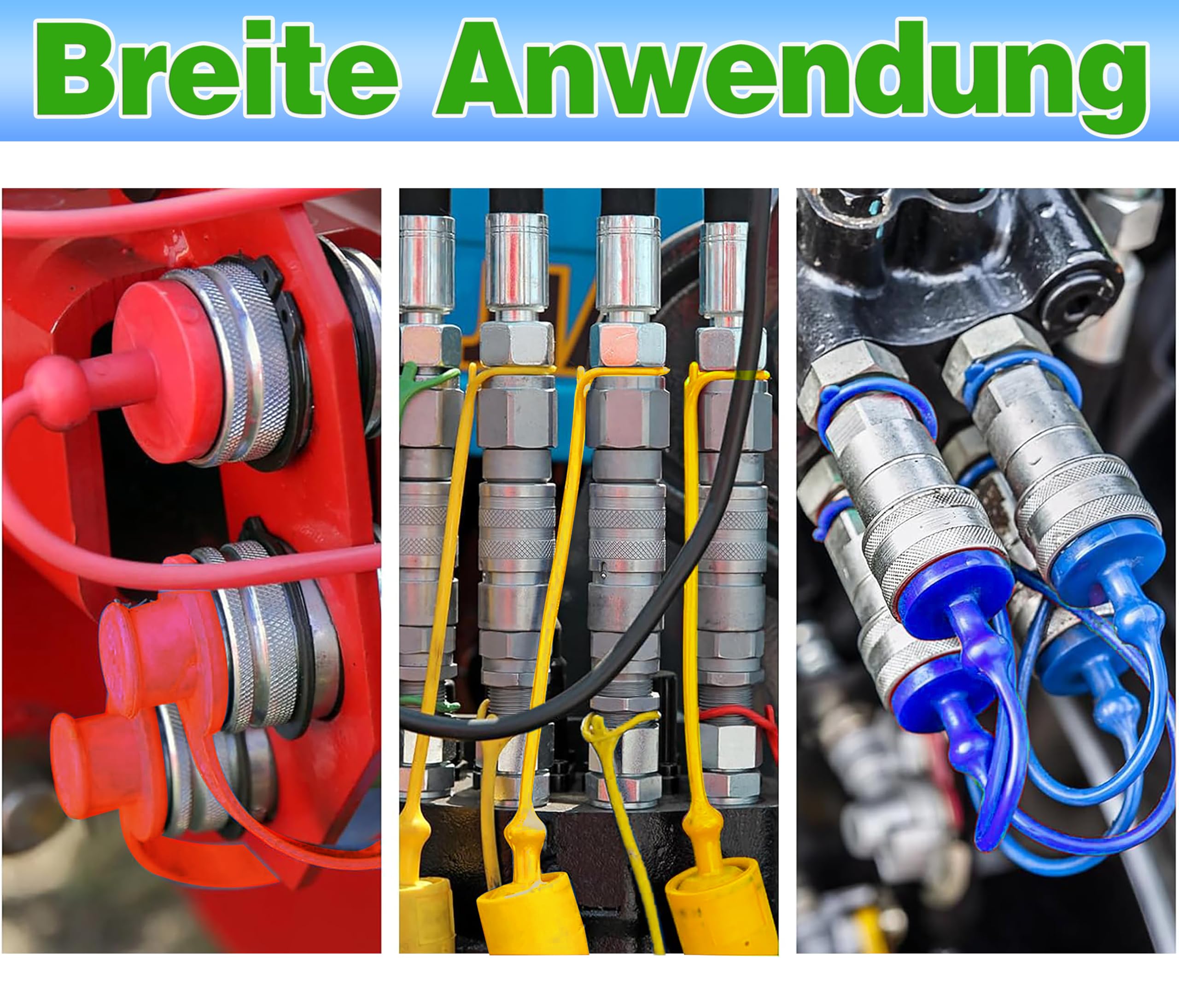 Hydraulische koppeling stofkap set met 4 beschermende rubberen
