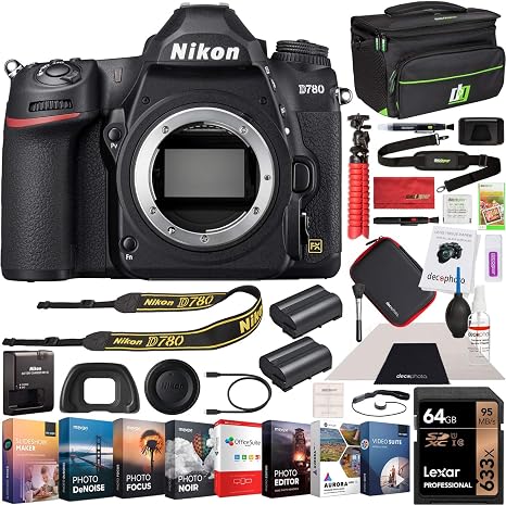 nikon d780 full frame dslr digital slr 4k fx format camera body bundle with photo and video professional editing software kit deco gear camera bag 2