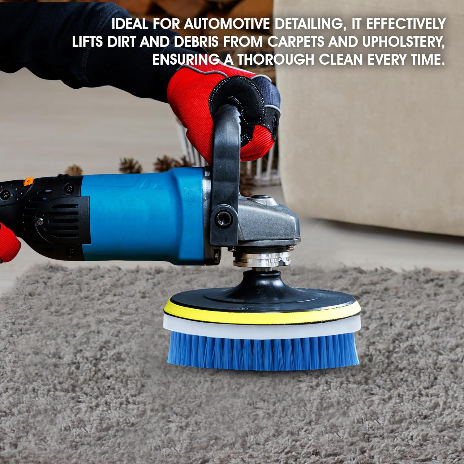 Nanoskin 5-Inch Rotary Brush with Durable Blue Nylon Bristles, Versatile for Car Detailing, Upholstery Cleaning, Wheel Scrubbing, and Home Use, Easy to Attach, Compatible with Most Polishers & Buffers