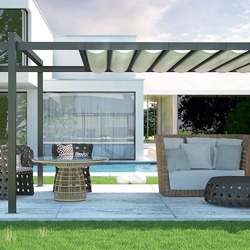 Miniatura 7 de E&K Sunrise - Toldo impermeable de 12 x 24 pies, color gris claro, rectángulo con bloqueo UV, duradero, perfecto para toldo, jardín al aire libre,