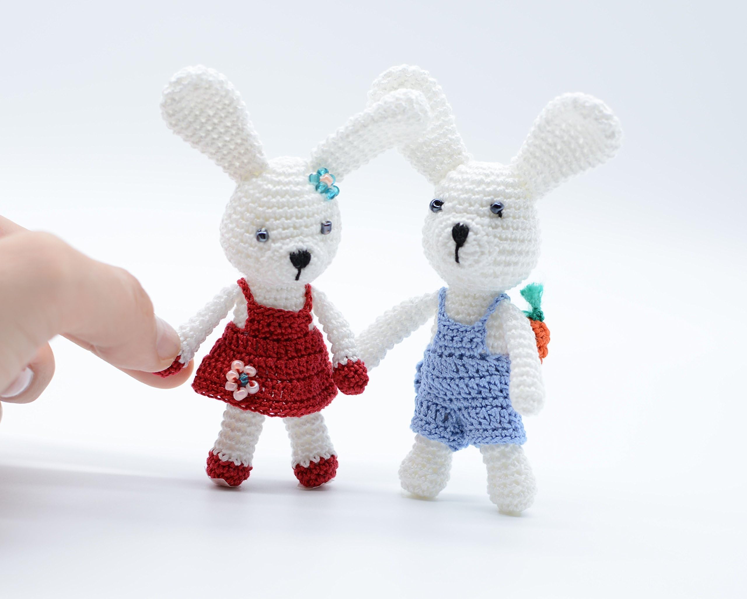 Miniature bunny gift, crochet bunnies, amigurumi toys, baby bunnies, white rabbits, Easter bunny couple toy, handmade gifts