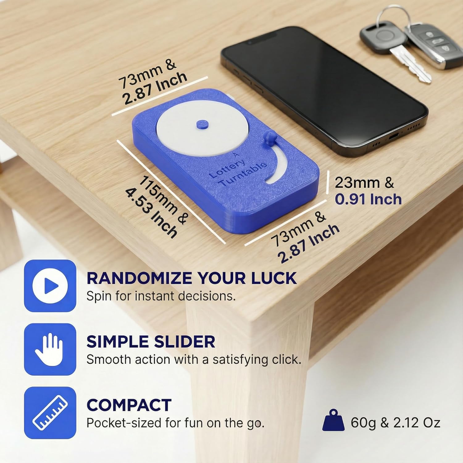 Funny Mechanical Decision Maker - 3D Printed Fidget Spinner Desk Toy, Kinetic Choice Maker Gadget for Adults, Cool Office Decor Stress Relief Toy, Unique Gag Gift for Coworker & Boss, Blue