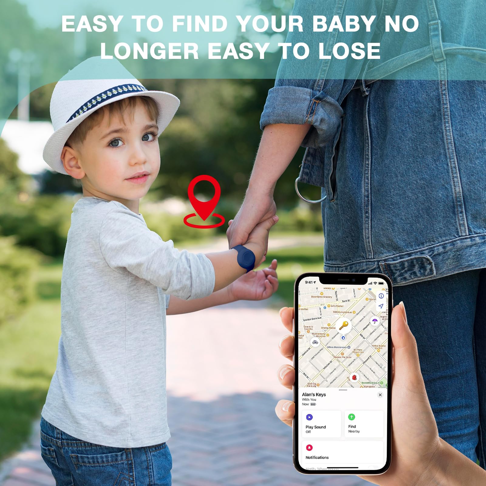 Waterproof AirTag Bracelet for Kids(2 Pack) - Soft Silicone Air tag Wristband Kids, Lightweight Airtag Watch Band GPS Tracker Holder Hidden for Child Compatible with Apple Airtag (Black/Blue)