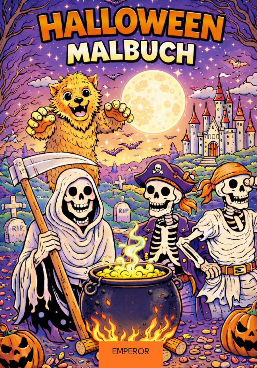 Halloween Malbuch Kinder ab 5 Jahren - Monster Geister Kürbis Ausmalbuch: Einfaches Ausmalbuch für Kindergarten und Vorschule – Große Motive, klare Linien, fördert Kreativität und Feinmotorik