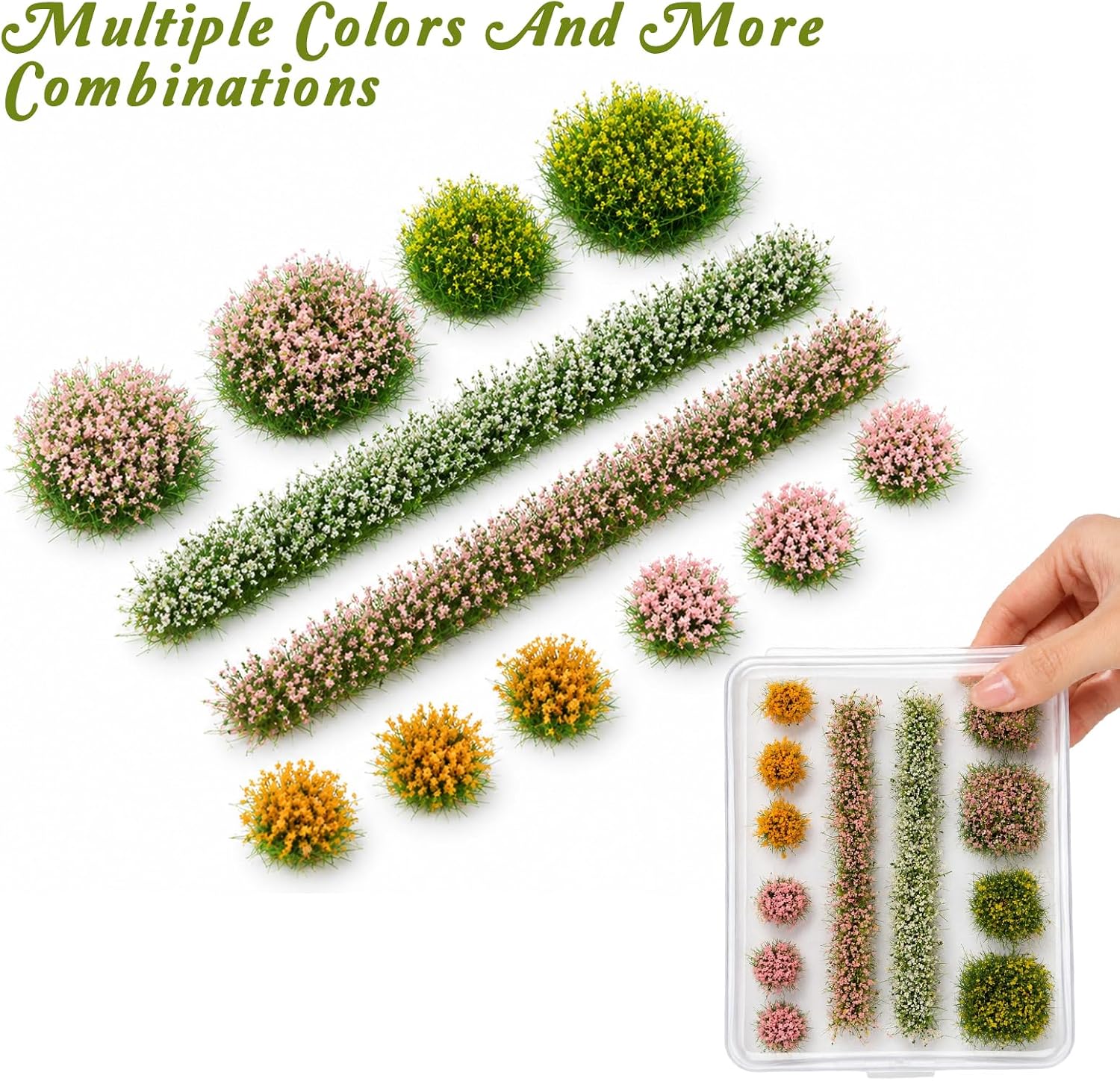 Xthrotsenk 12 Pcs Miniature Flowers for Diorama, Miniature Flowers Static Grass Tufts Miniatures Colorful Flower Cluster for Diorama Supplies Woodland Scenics Terrain Railway Scenery image 4