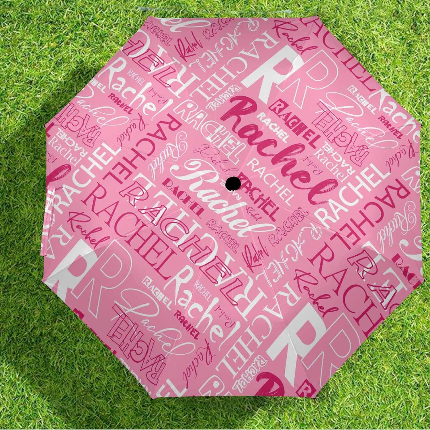 Custom Umbrellas with Your Name/Text, Design Your Own Umbrella Personalized Custom Name Travel Umbrella for Sun & Rain Personalized Semi-Auto Foldable Umbrella Customized Gifts for Men Women