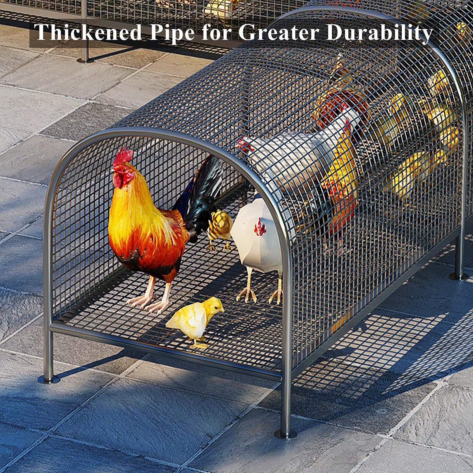 Gallinero Grande de Metal con Caja Nido, Jaula para Aves de Corral al Aire Libre, Corral para gallinas, Pavos, Patos y Conejos