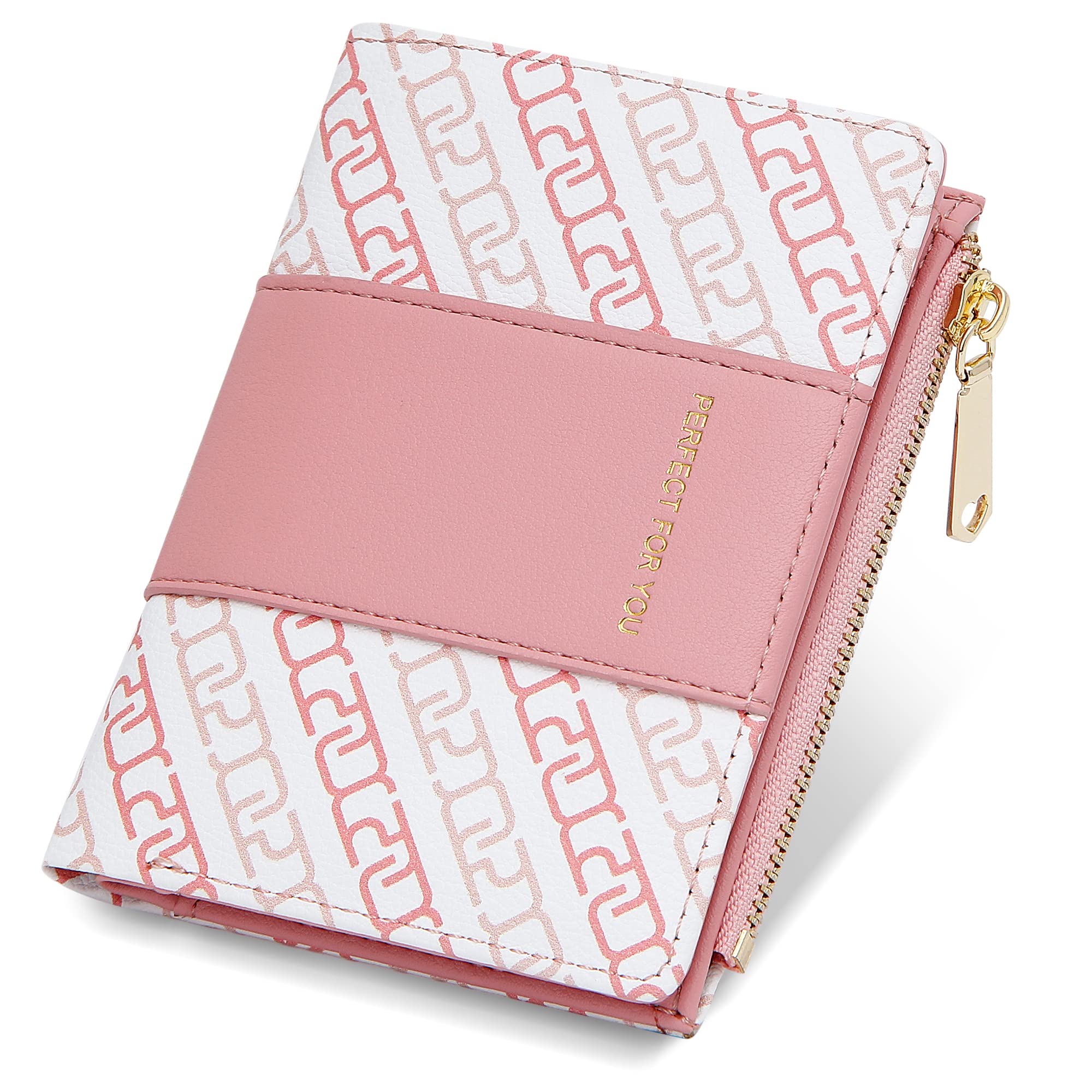 VOCUSSmall Women Wallet Bifold Printed Card Holder Wallet Change Pouch with ID Window&Zipper Coin Pocket Zipper Coin Purse