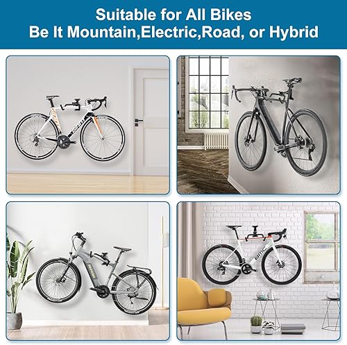 Miniatura 5 de Urban Deco Soporte de pared para bicicleta de 66 libras, capacidad de carga extensible, 6 pulgadas, soporte para bicicleta, garaje, diseño