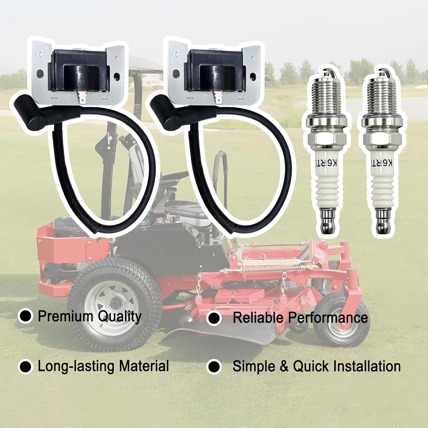 32-584-24-S Ignition Coil Module with Spark plug Compatible for Kohler KT740 KT745 ZT740 Lawn Mower Engine Replace# 32-584-09-S 32-584-25-S 3258425