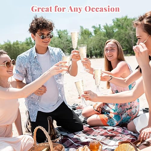 Miniatura 22 de SUREHOME - Copas de champán de plástico desechables transparentes, copas acrílicas de 5.5 oz para brindis de bodas, baby shower, fiesta