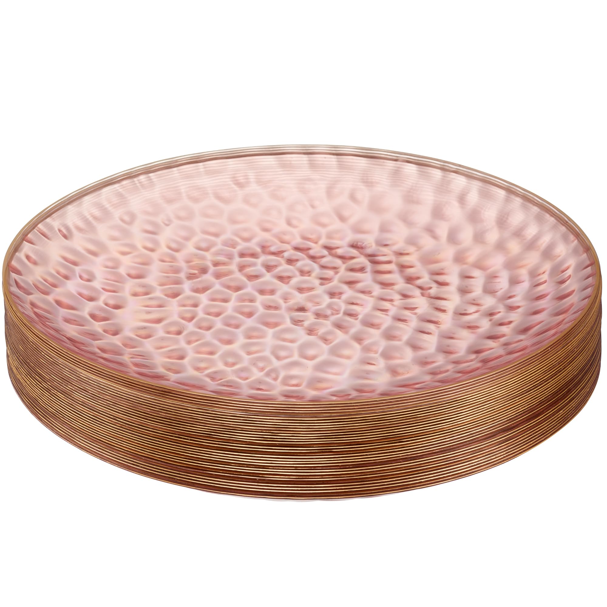 PLASTICPRO 30 Pack Hammered Plastic Plates Heavyweight Disposable Plastic Plates Elegant Clear Hammered Rim Platsic Party Dishes (Hamered Clear With Gold Rim, 7'' INCH PLATES) — view 36