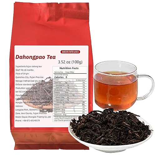 Da Hong Pao Té Oolong Asado Hoja Suelta 3.5oz Fujian Wuyi Da Hong Pao Dahongpao Grande Roja Roja Roja Hoja Suelta Té Oolong 3.53 oz