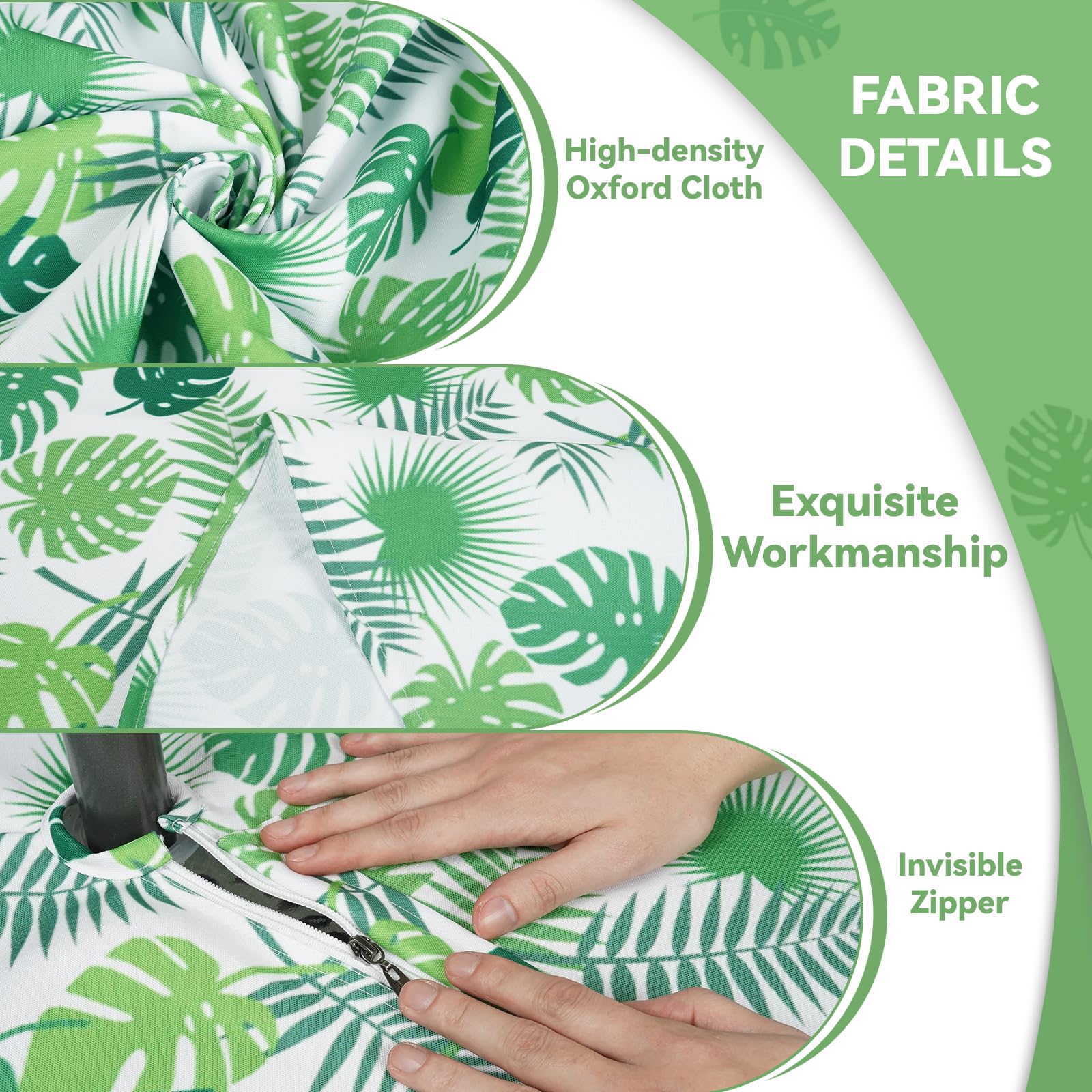 Eternal Beauty 132x178cm Recatngle Little Leaf Indoor Outdoor Splashproof Tablecloth with Umbrella Hole and Zipper for Patio Garden Party and BBQ(52"x70") - Image 4