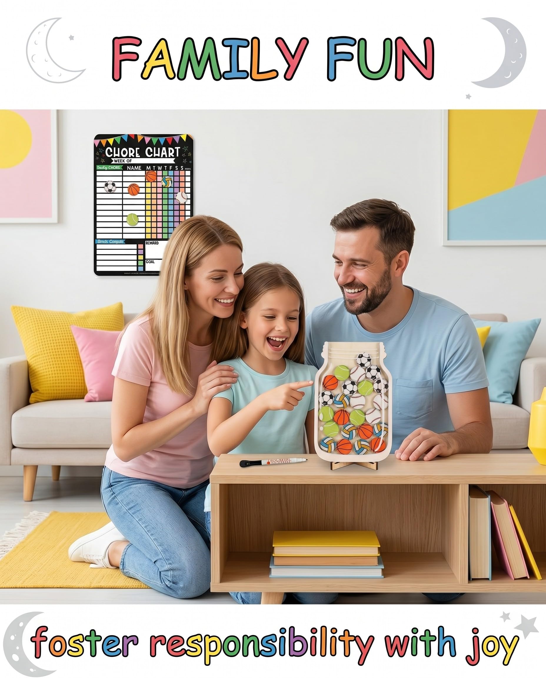 Tabella delle Ricompense per Bambini con 30 Stelle e Lavagna Magnetica per Bambini Sistema di Ricompensa per Casa, Scuola e Aula (Palline Colorate)