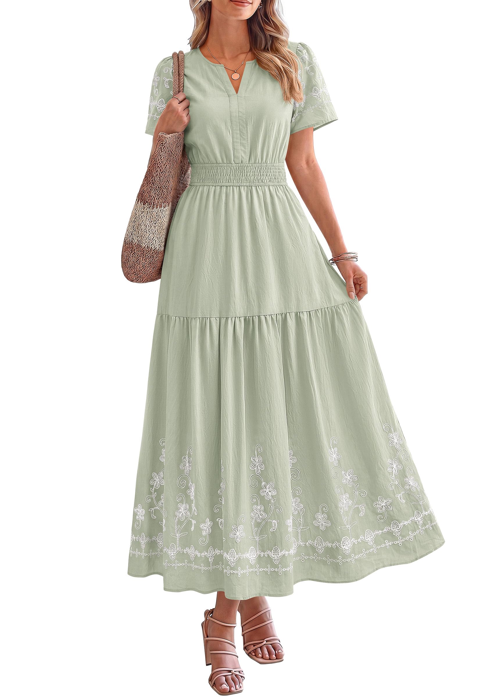 Women's Summer V Neck Floral Boho Maxi Dress