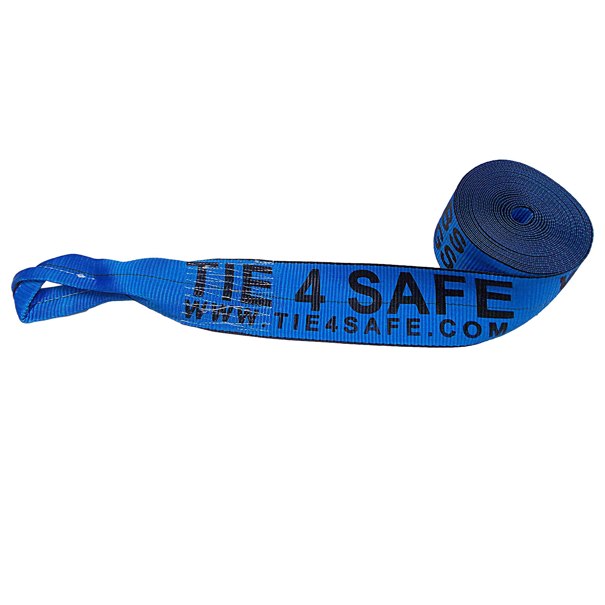 Mega Cargo Control 4" Winch Strap with Twisted Sewn Loop, 30 Feet Long, Heavy Duty Trailer Tie Down for Safe Cargo Securement, Loop End Fitting for Easy Attachment, Blue (1 - Pack)