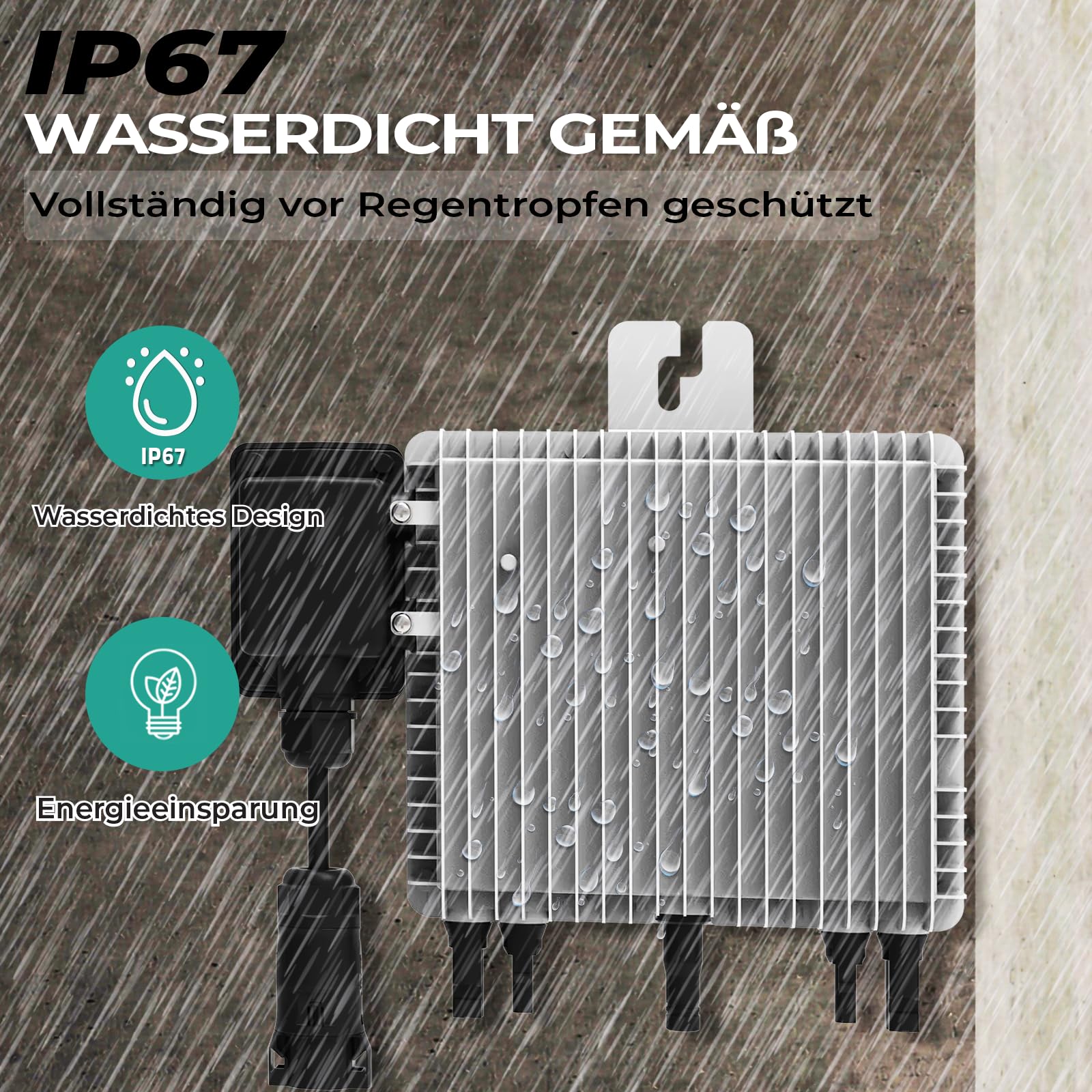 DEYE Mikro-Wechselrichter 800 W SUN-M80G4-EU-Q0 für Balkonkraftwerk, IP67 wetterfest, Plug&Play Installation, 2 MPPT, WiFi, Micro Inverter