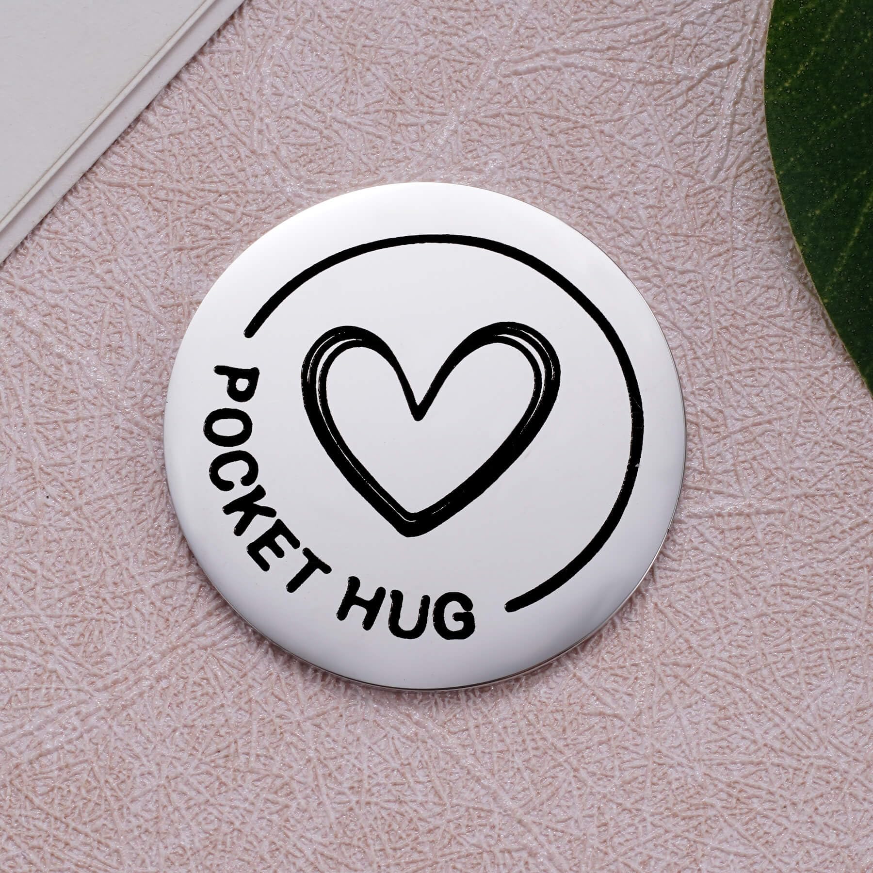Aesnefe Pocket Hug Token Inspirational Reminder Gifts Mental Health Thinking of You Gift Self Love with PU Leather Keychain