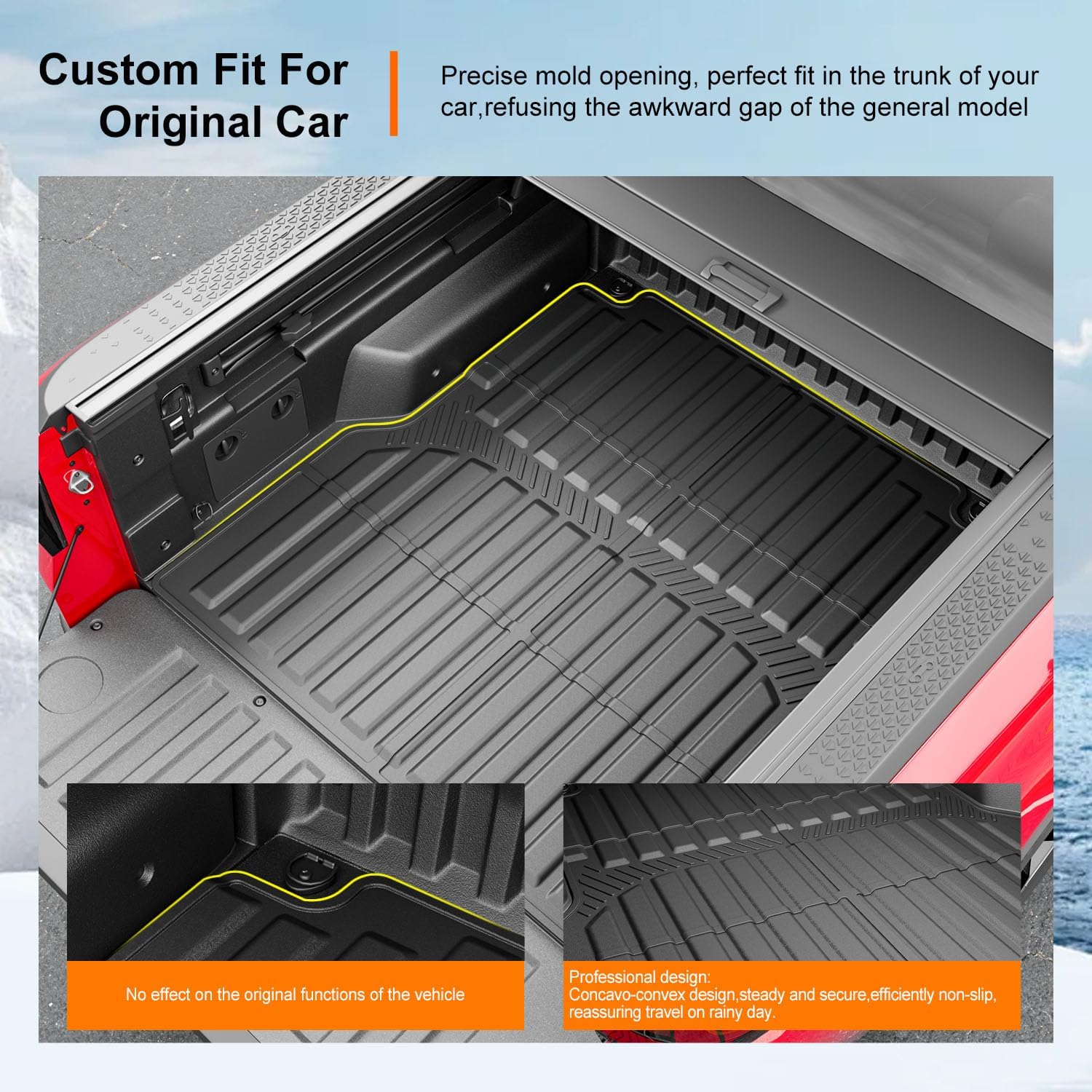 powoq 4.3FT Truck Bed Mat Compatible with 2022-2026 Santa Cruz Truck Bed Liner TPE Bed Mat Truck Liner Replacement for 2022 2023 2024 2025 2026 Santa Cruz Accessories (4.3FT Bed Mat)