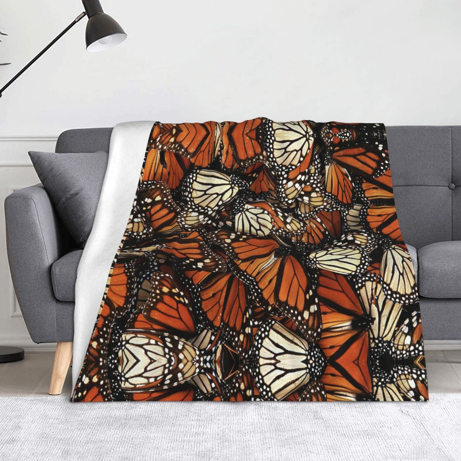 Couverture polaire papillons monarques douce et légère toutes saisons pour canapé et lit