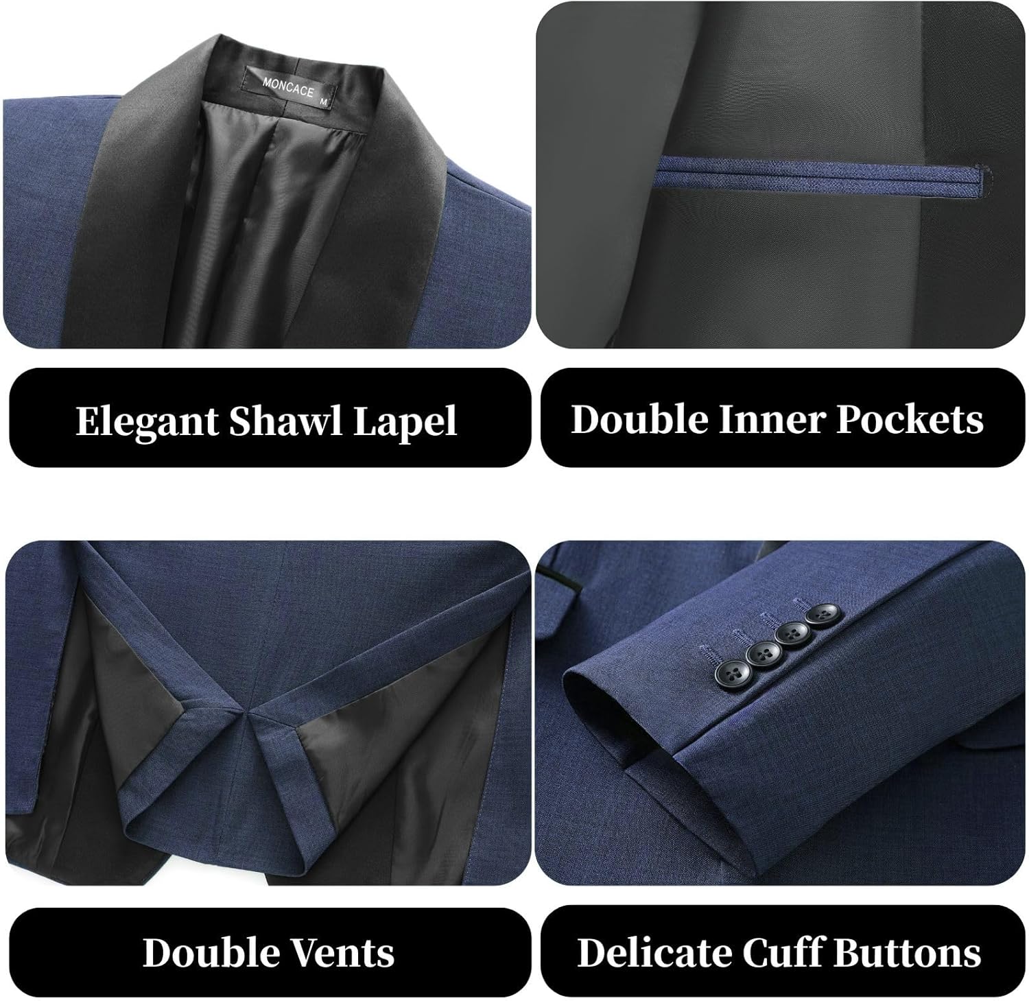 Mens 2 Piece Suit Slim Fit Shawl Lapel One Button Formal Wedding Prom Tuxedo for Men Blazer Pants Set with Bow Tie
