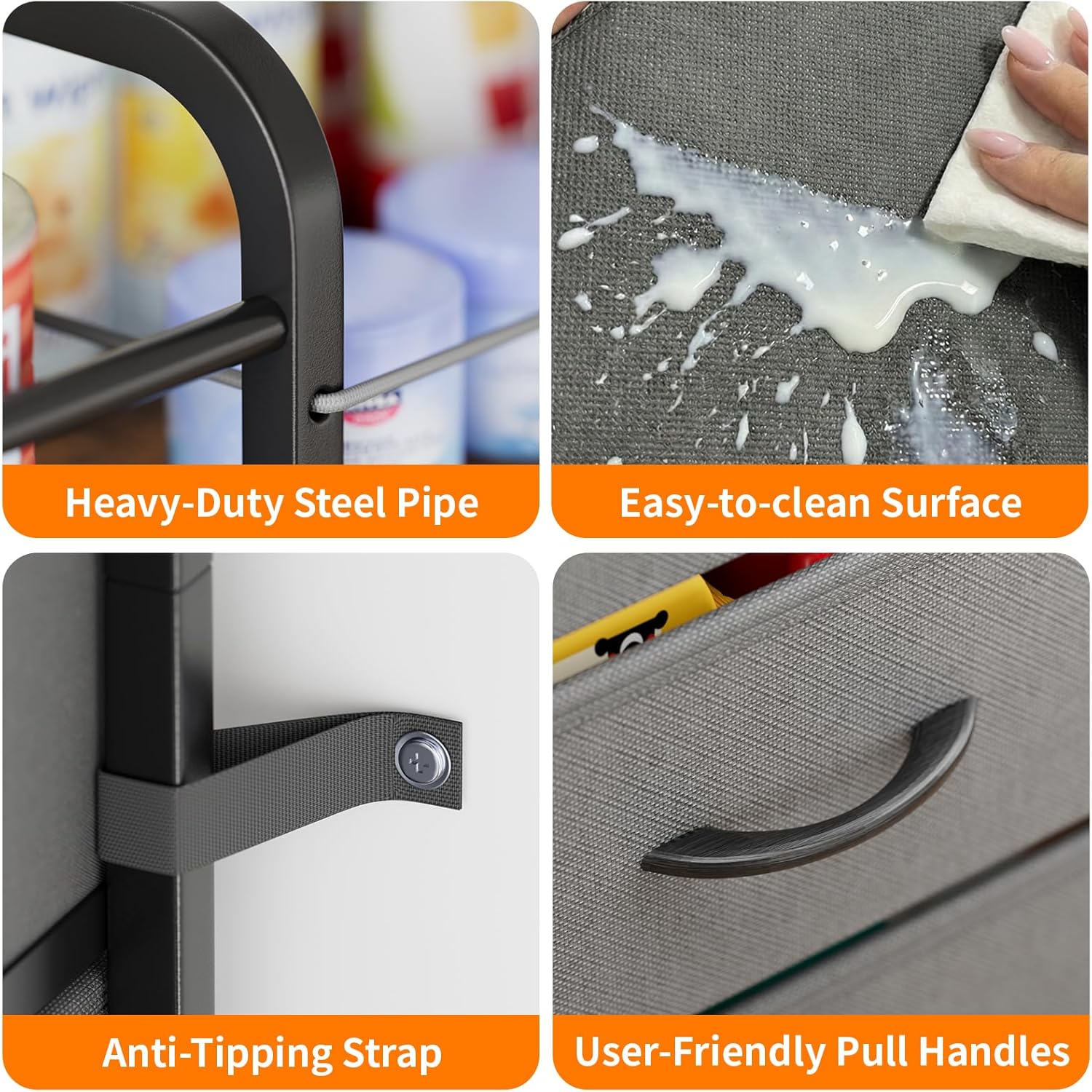 Baby Diaper Caddy Organizer Cart - Bedside Cart with Drawers & Side Storage, Nursery Essentials Stuff & Clothes Organization, 3 Tier Rolling Carts with Wheels for Nursery, Bedroom, Easy to Assemble