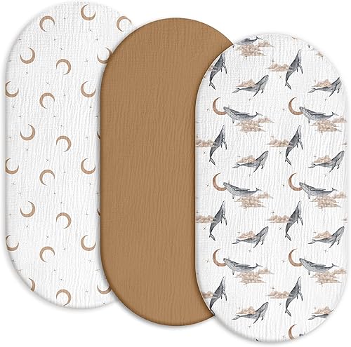 Miniatura 26 de Gllquen Baby Paquete de 3 sábanas de muselina para moisés, transpirable, elástica, acogedora, de algodón, para bebé, niño y niña, apta para sábanas