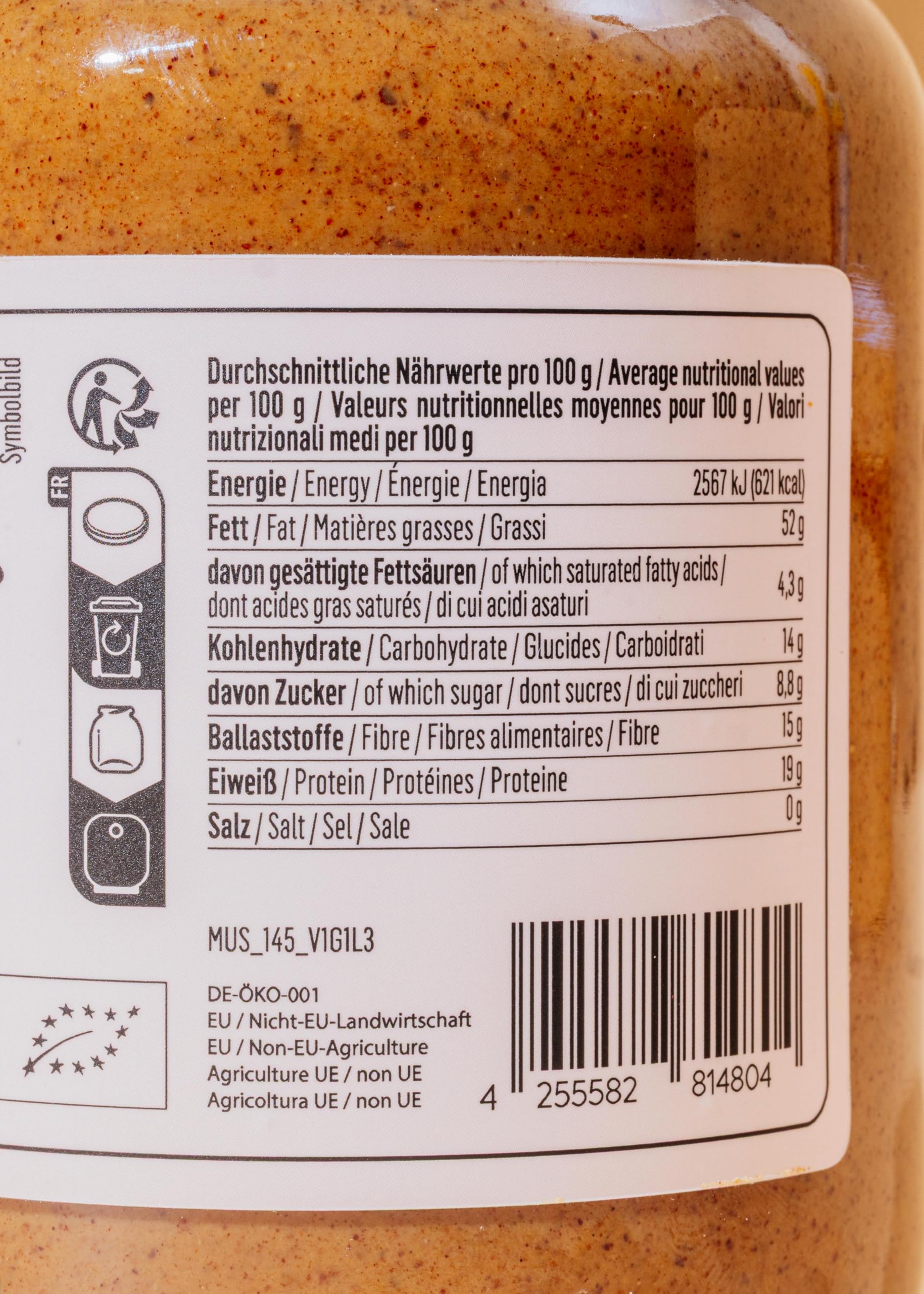 KoRo - Crema di mandorle con cannella e vaniglia bio 6 x 500 g - Fonte di proteine - Vegan - Sul porridge, sul pane o nei dolci