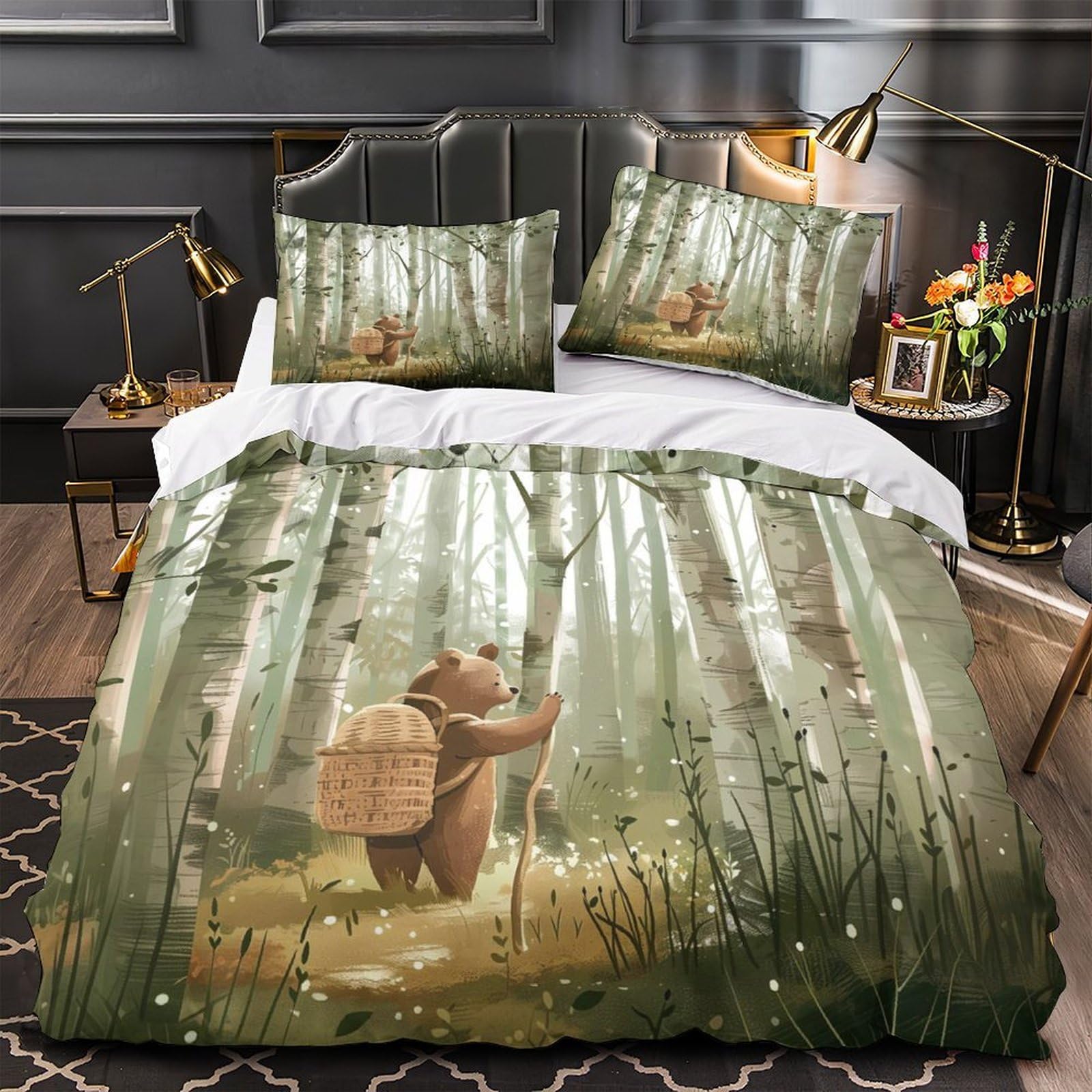 Housse de couette ours sous les étoiles microfibre hypoallergénique