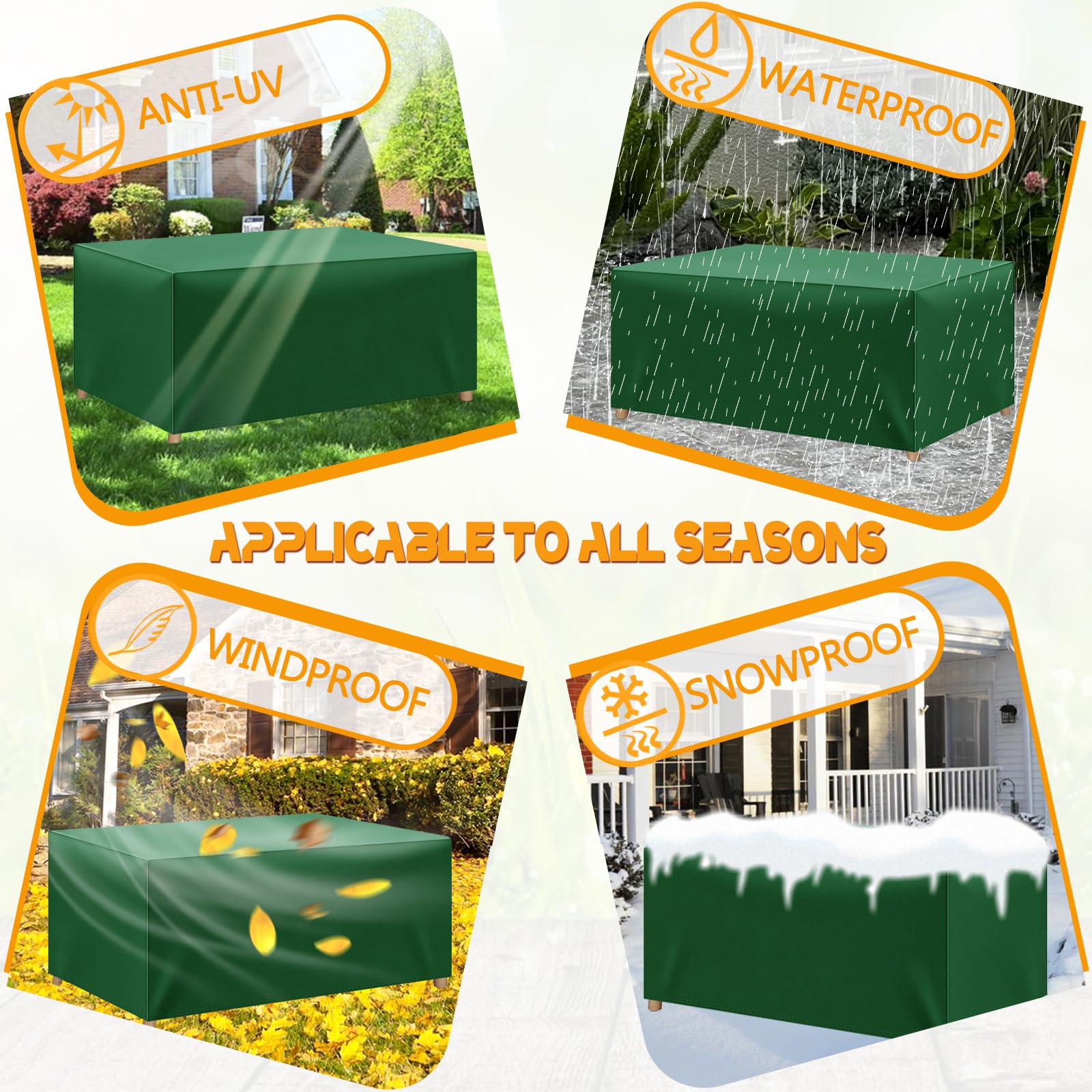 Copertura Tavolo Giardino Esterno Impermeabile, Resistente ai Raggi UV Resistente allo Strappo Copertura per Mobili da Giardino, 420D Tessuto Oxford Telo Copri Tavolo Esterno (180x100x70cm) - Verde
