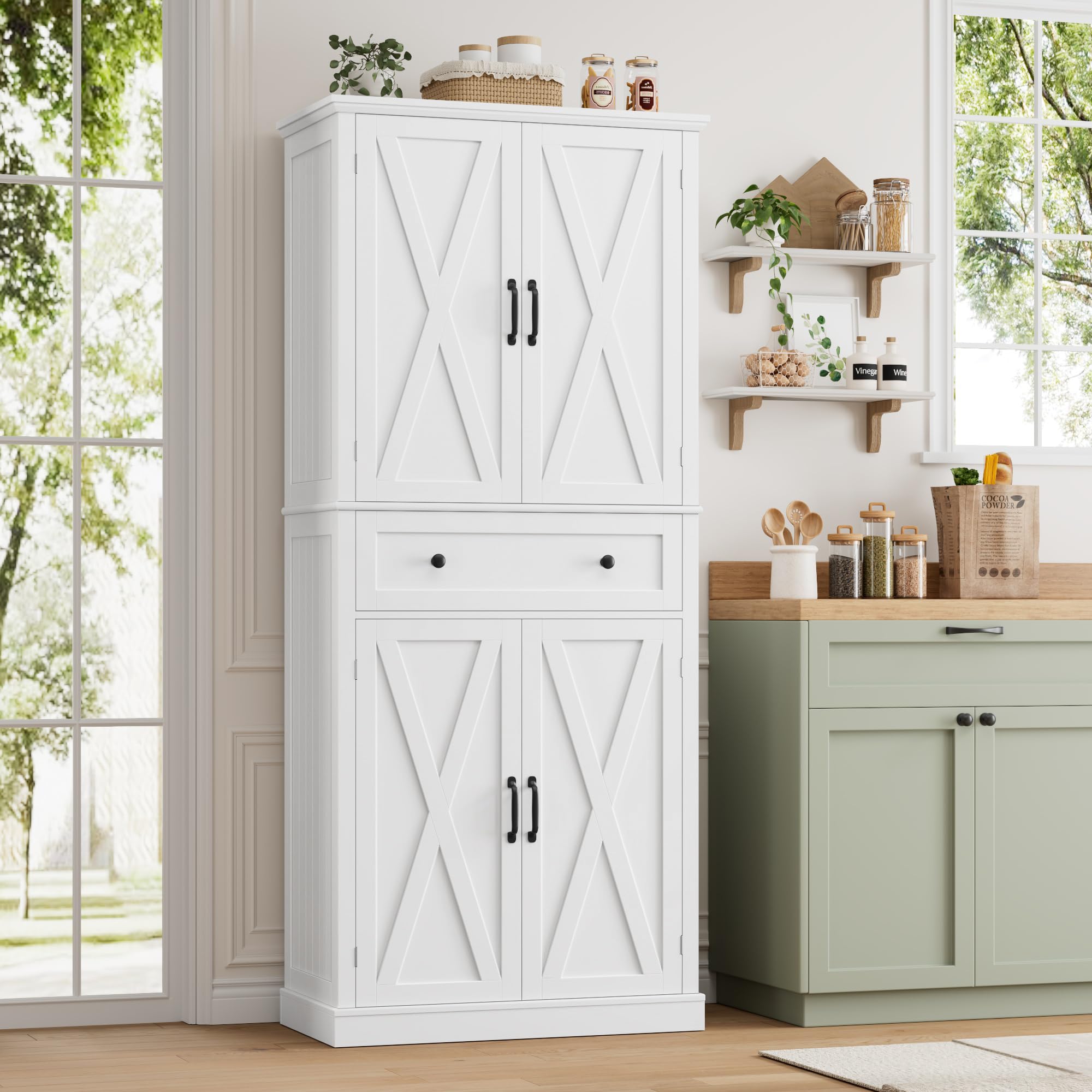 Keuken buffet met LED - H 180cm - grote opbergruimte - Zwart