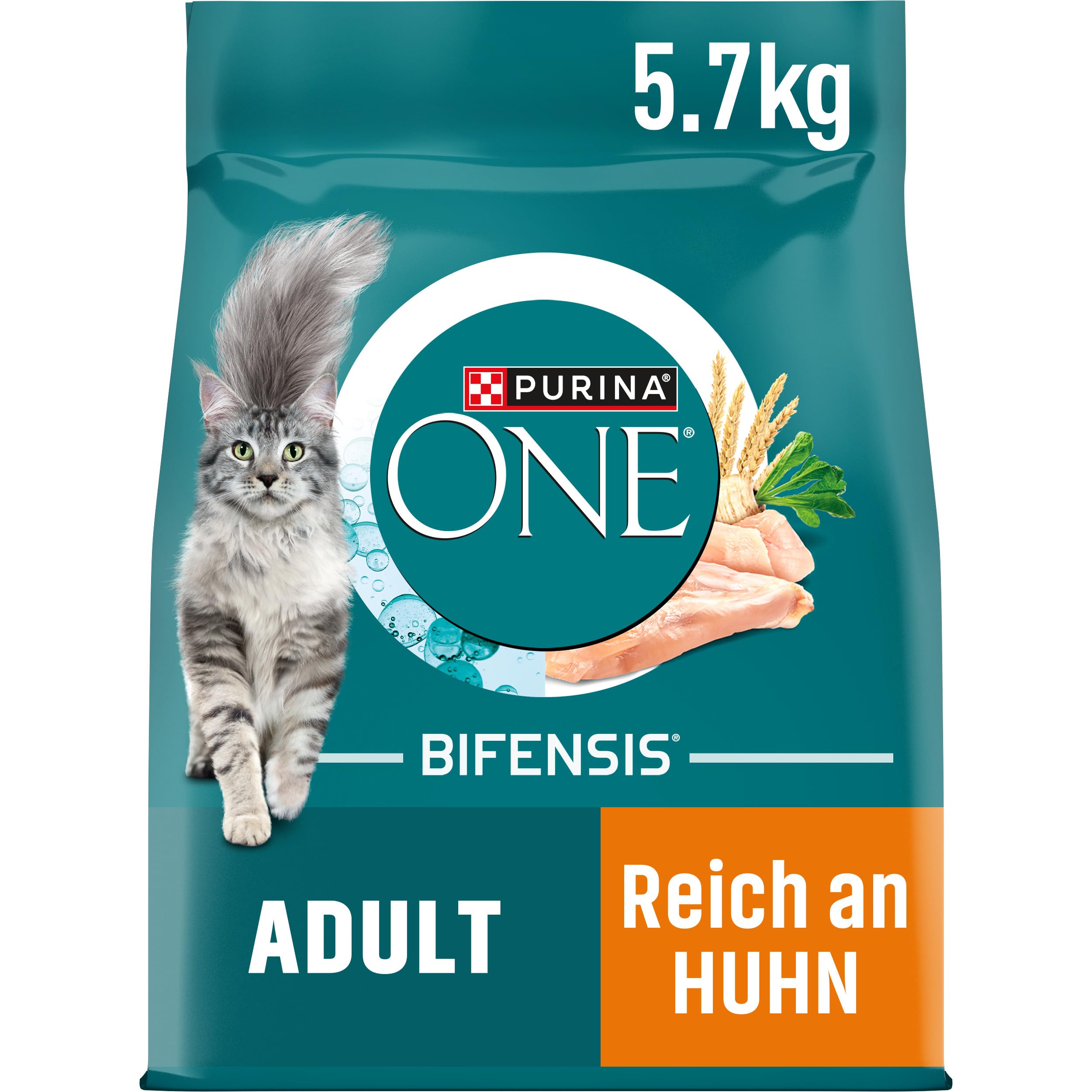 PURINA One Bifensis Adult Comida para Gatos Seca, Rica en Pollo, 1 Unidad (1 x 5,7 kg)