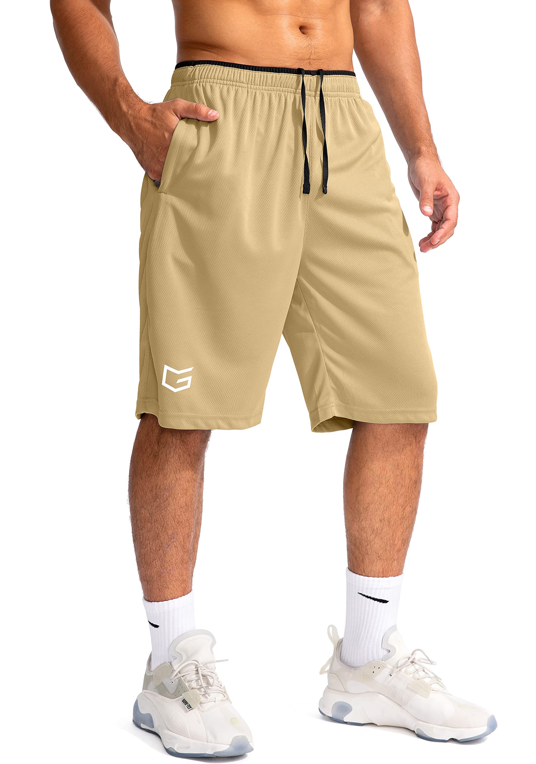 G Gradual Pantalones cortos de baloncesto para hombre con bolsillos con cremallera, ligeros, de secado rápido, 28 cm, para gimnasio, atletismo