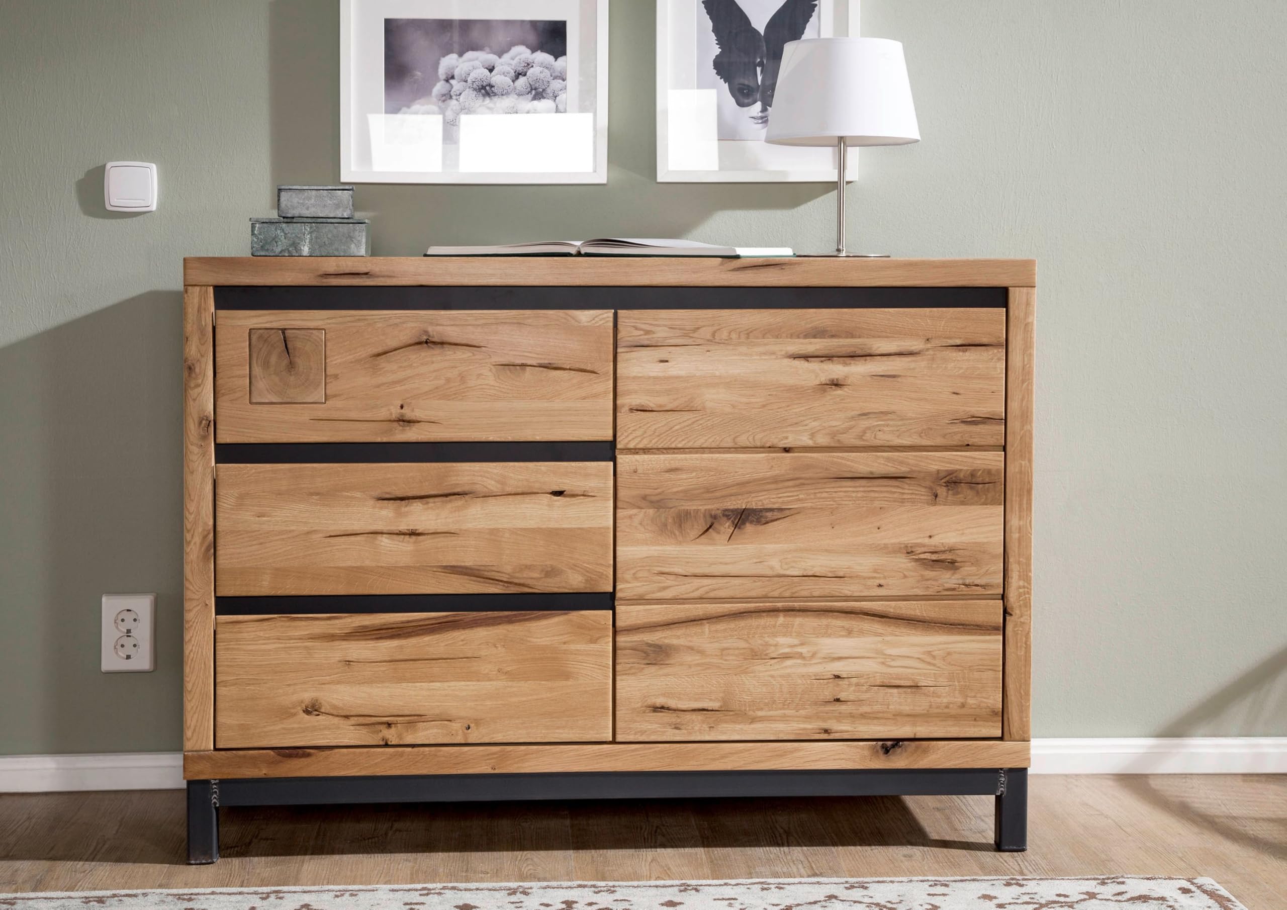 MASSIVMOEBEL24.DE | VILLANDERS Sideboard 120x45x85 Wildeiche geölt - Versch Farben, Farbe:Natur geölt, Größe:120x45x85 cm (BxTxH)