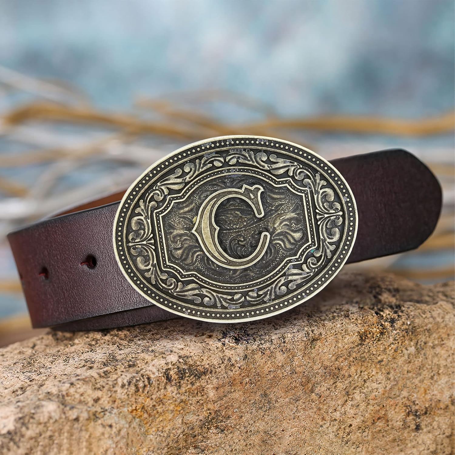 Btilasif Western Belt Buckle Initial Letters ABCDEFG to Z Cowboy Rodeo Belt Buckle for Men Women Cowboy Cowgirl - Image 4