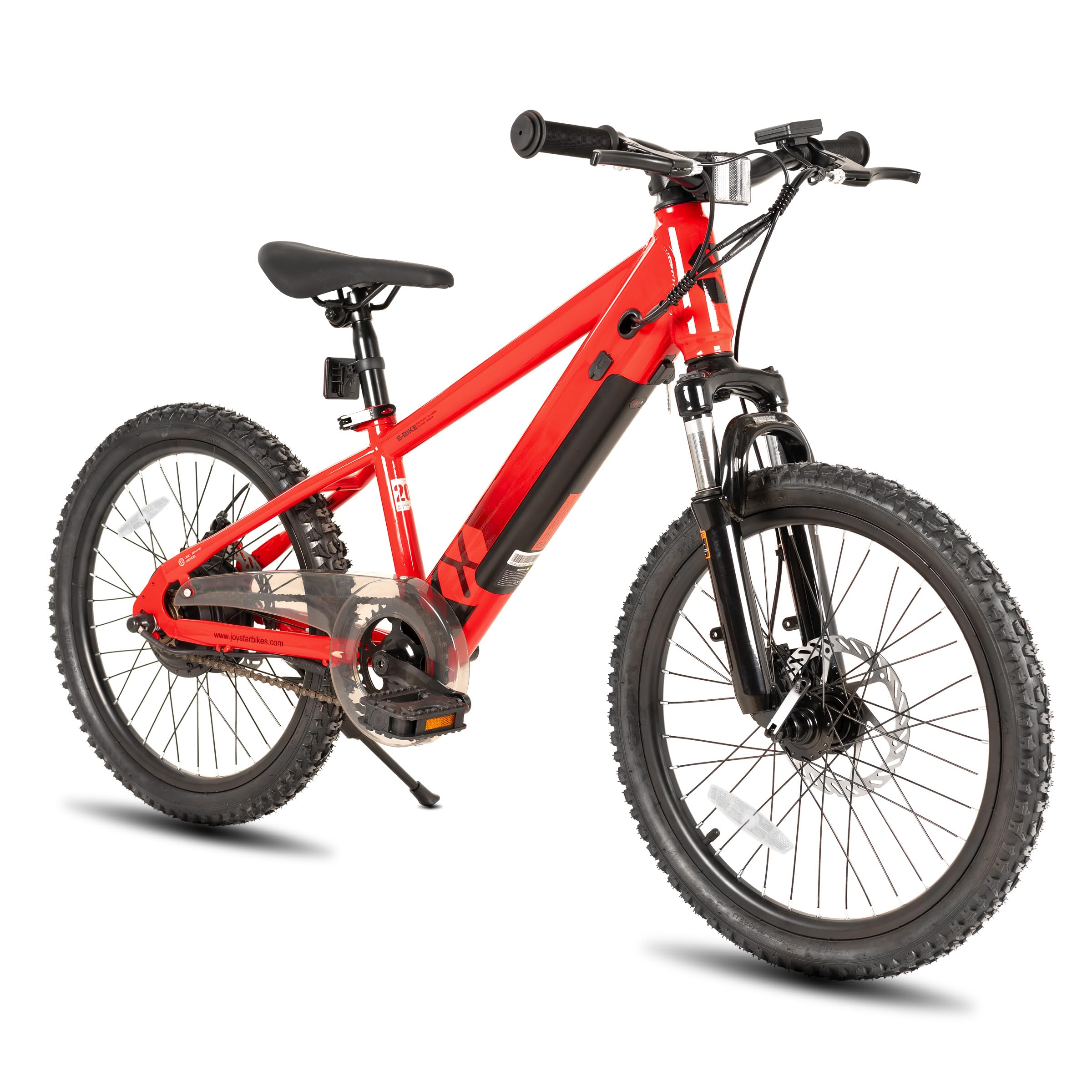 JOYSTAR 20 Inch Electric Bike for Kids Teens 7+ with 250W Brushless Motor, 15 Miles 15MPH Electric Mountain Bicycle with Removable Battery, Safe Mini Ebikes with Dual Disc Brakes, Red