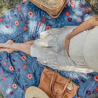 Vista 5 de Little Unicorn - Manta para exteriores, diseño de amapolas de medianoche, 100 % poliéster, impermeable, fácil limpieza y transporte, para bebés