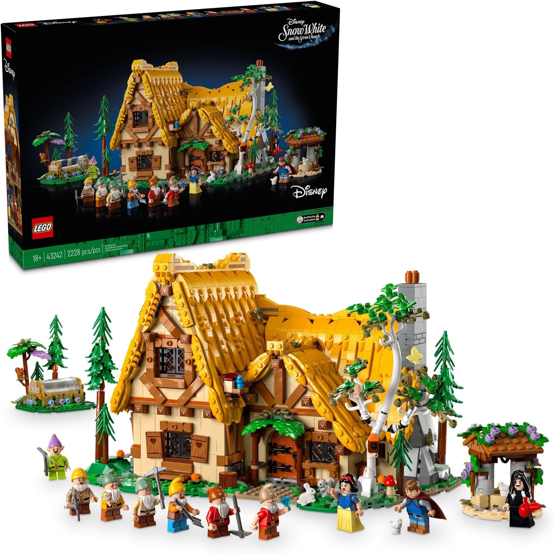 LEGO Disney Snow White and The Seven Dwarfs’ Cottage Building Kit for Adults, Build and Display Disney Princess Set with 10 Minifigures Including Snow White, Gift for Fans of The Classic Movie, 43242