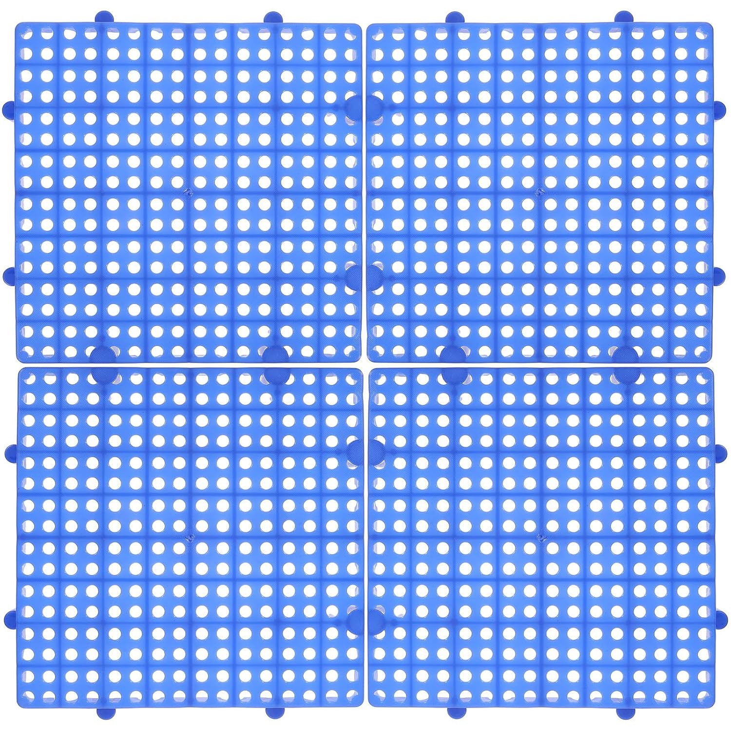 COHEALI 4pcs 11.8-inch Interlocking Plastic Patio Tiles Non-Skid Garden Floor Mats Outdoor Decking Flooring for Lawn Balcony Terrace Thickened Round Holes 30x30x3cm