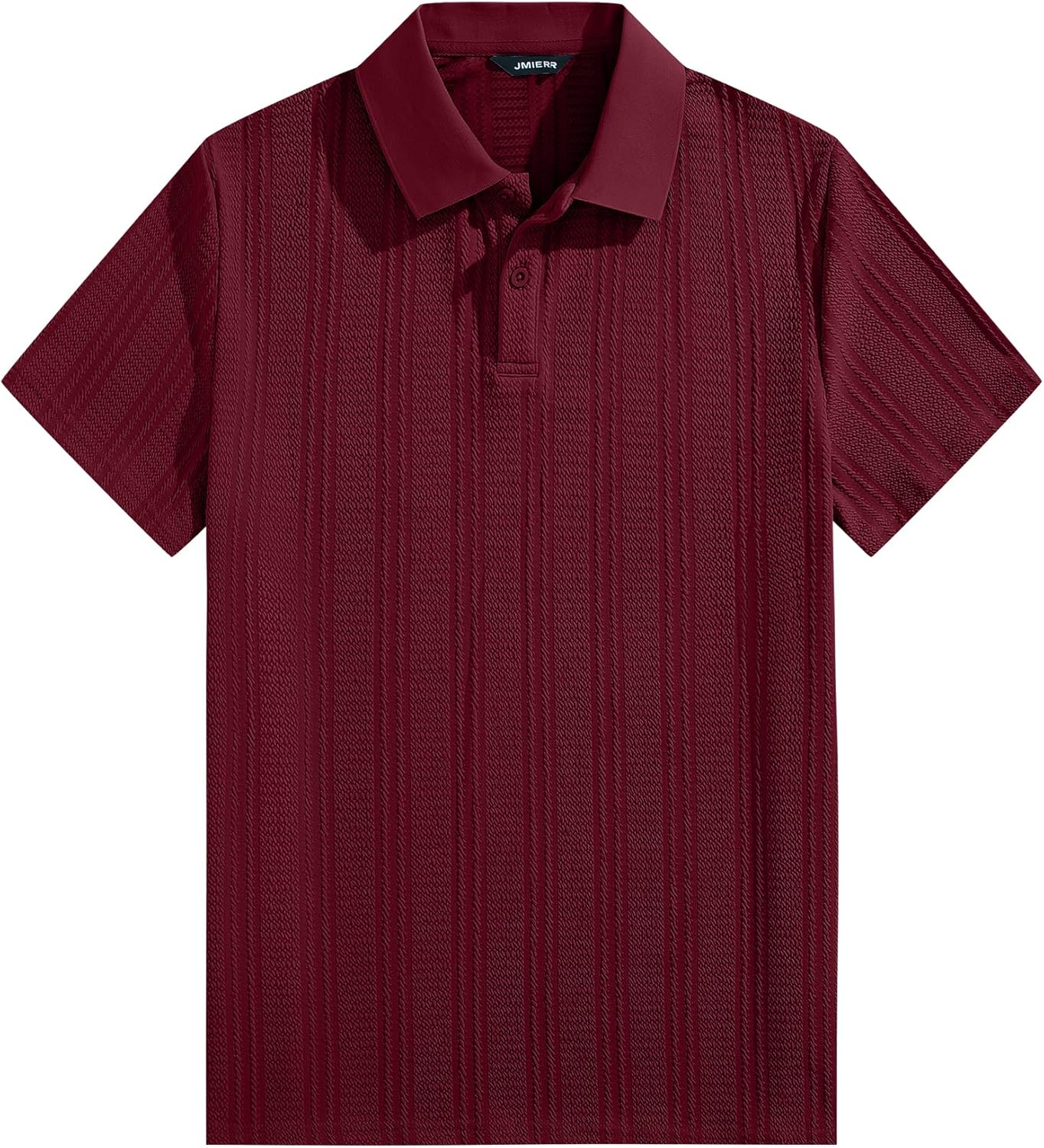 JMIERR Mens Polo Shirt Textured Short Sleeve Summer Button Collar Knitted Golf Polos - Image 6