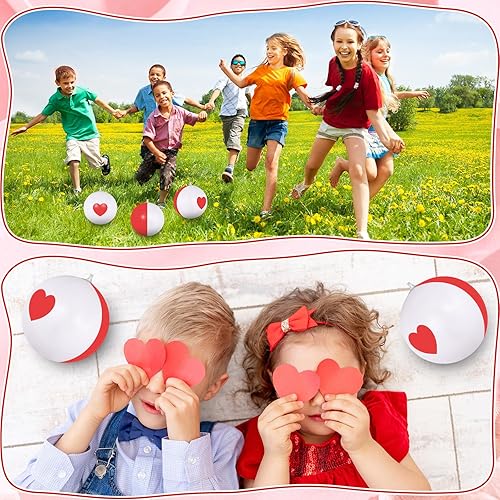 Miniatura 6 de MiniInflat 24 bolas de playa inflables para el día de San Valentín, bolas de piscina de corazón de 12 pulgadas, bola de agua, bola de agua, clásica,