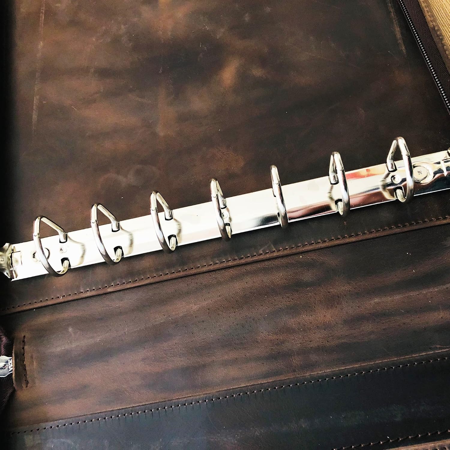 Leather Business Check Binder 7 Ring, Zippered Business Checkbook Cover, Premium Check Book Holder, 600 Checks Capacity for 9 x 13 inch Sheets Custom Name/Logo