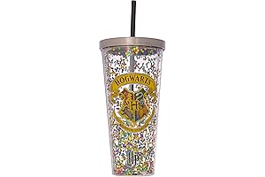Spoontiques Hogwarts Glitter Cup w/Straw - The Magical Gift for Harry Potter Fans