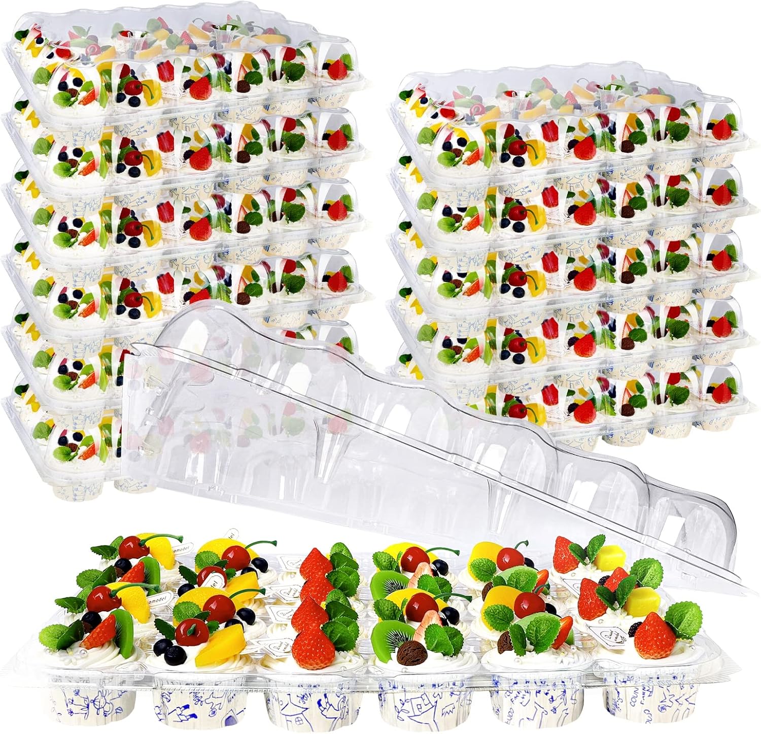 Liengoron 24Count x 12Pack Dozen Cupcake Holders Cupcake Boxes Cupcakes Containers