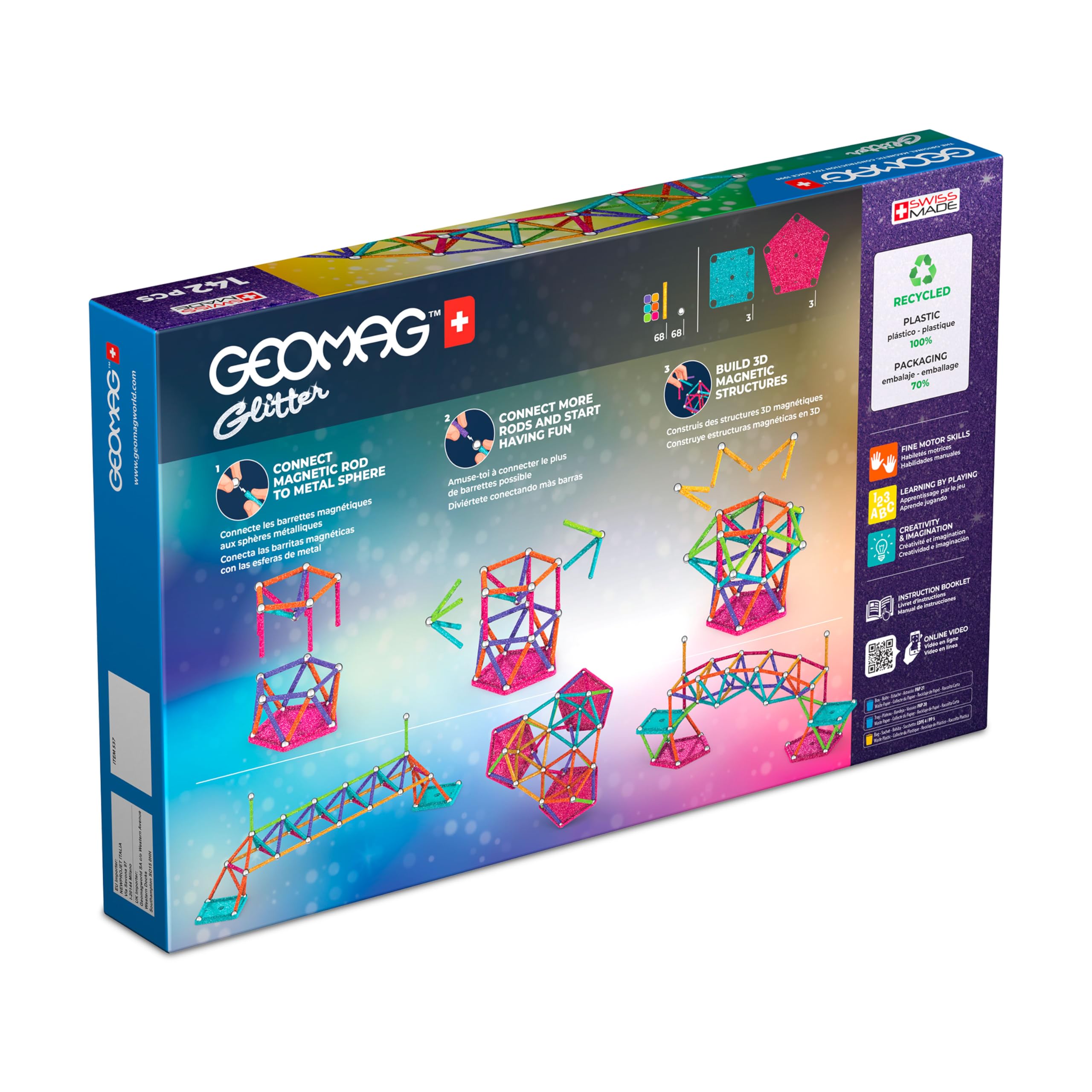 GEOMAG - CLASSIC RAINBOW 32-delig - magnetisch constructiespel voor kinderen van 3-4 jaar - Zwitserse makelij - kleurrijke bouwstenen met 12 staven, 9 ballen, 11 tegels - STEM-magneetspellen GEOMAG - CLASSIC RAINBOW 32-delig - magnetisch constructiespel voor kinderen van 3-4 jaar - Zwitserse makelij - kleurrijke bouwstenen met 12 staven, 9 ballen, 11 tegels - STEM-magneetspellen