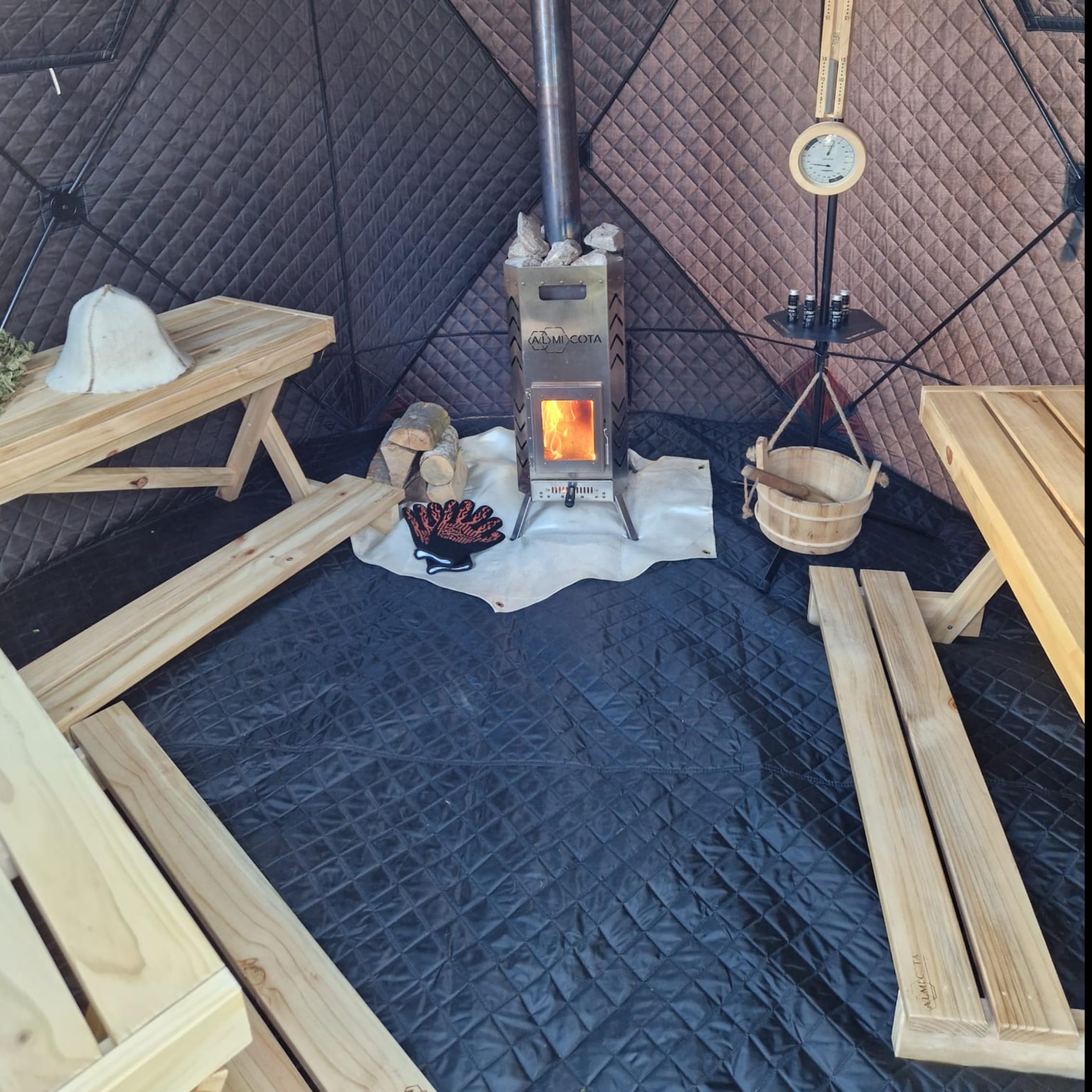Zubehörhalter Zeltsauna Pulverbeschichtet | Aluminium | Elemente schraubbaur | sehr leicht | mit Tragetasche | Platzersparnis | für Saunazelt